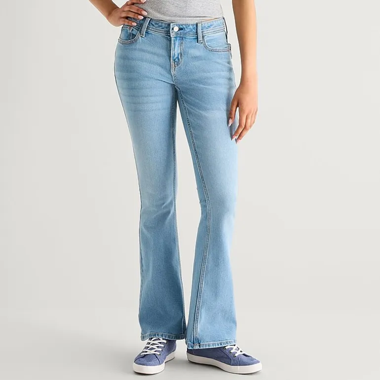 Arizona Womens Juniors Short Low Rise Bootcut Jean