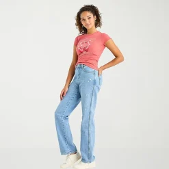 Arizona Womens Juniors Short High Rise Stretch Fabric Straight Leg Jean