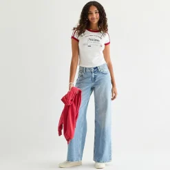 Arizona Womens Juniors Short Low Rise Baggy Fit Jean