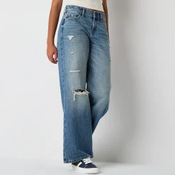 Arizona Womens Juniors Short Low Rise Baggy Fit Jean