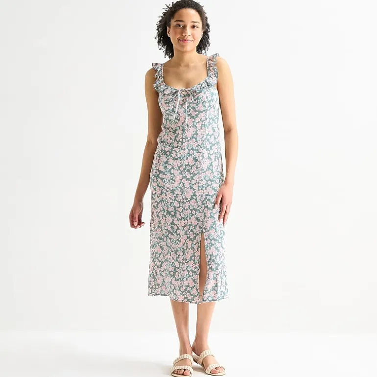 Arizona Womens Juniors Sleeveless Floral Midi Slip Dress