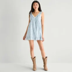 Arizona Womens Juniors Sleeveless Babydoll Dress