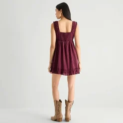 Arizona Womens Juniors Sleeveless Babydoll Dress