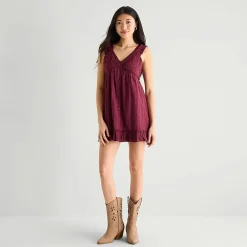 Arizona Womens Juniors Sleeveless Babydoll Dress
