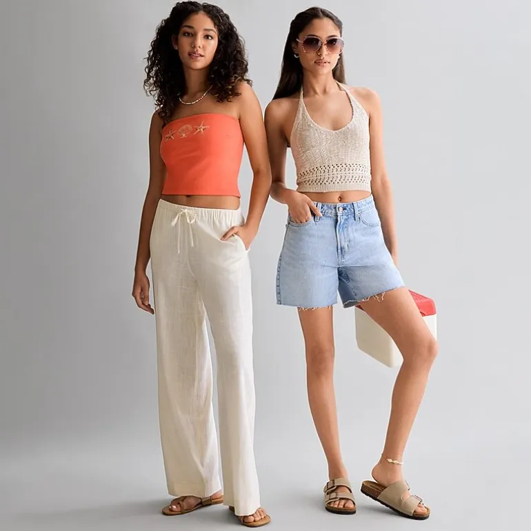 Arizona Womens Juniors Straight Low Rise Drawstring Pant