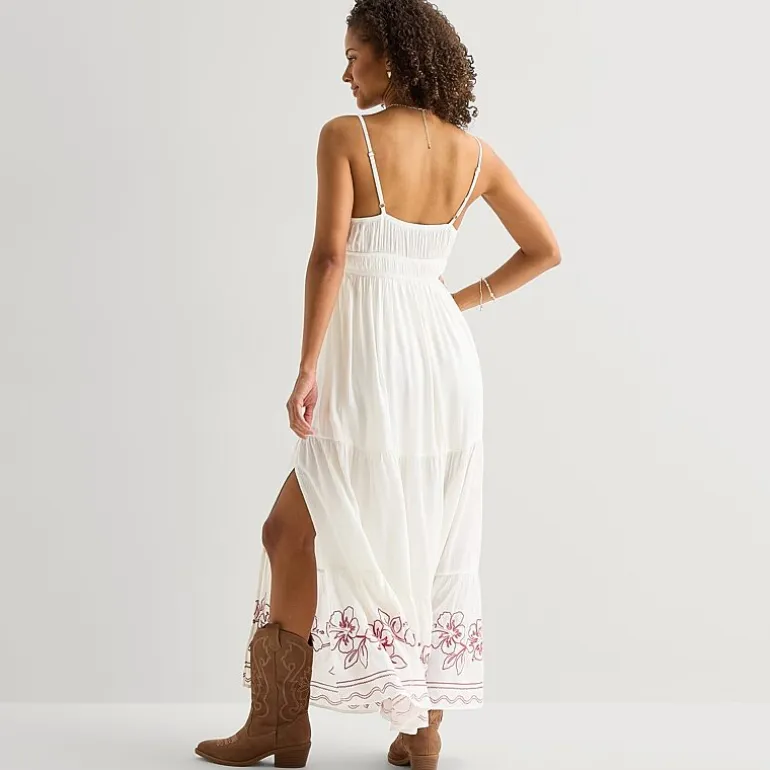 Arizona Womens Juniors Sweetheart Neck Sleeveless Maxi Dress
