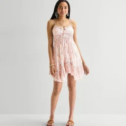 Arizona Womens Juniors Sweetheart Neck Sleeveless Sundress