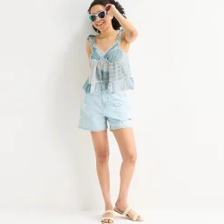 Arizona Womens Juniors Sweetheart Neck Sleeveless Babydoll Top
