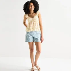 Arizona Womens Juniors Sweetheart Neck Sleeveless Babydoll Top