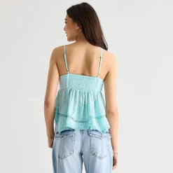 Arizona Womens Juniors Sweetheart Neck Sleeveless Babydoll Top