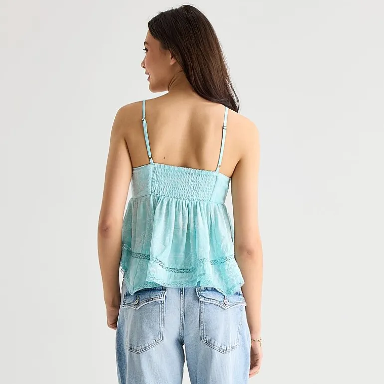 Arizona Womens Juniors Sweetheart Neck Sleeveless Babydoll Top