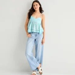 Arizona Womens Juniors Sweetheart Neck Sleeveless Babydoll Top