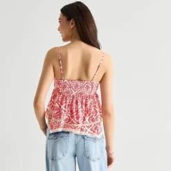 Arizona Womens Juniors Sweetheart Neck Sleeveless Babydoll Top