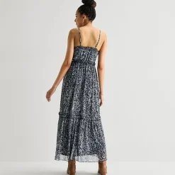 Arizona Womens Juniors V Neck Sleeveless Spaghetti Straps Maxi Dress
