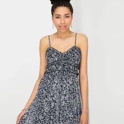 Arizona Womens Juniors V Neck Sleeveless Spaghetti Straps Maxi Dress