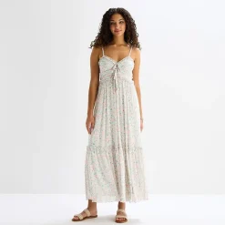 Arizona Womens Juniors V Neck Sleeveless Spaghetti Straps Maxi Dress