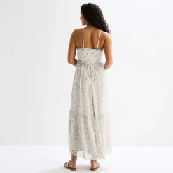 Arizona Womens Juniors V Neck Sleeveless Spaghetti Straps Maxi Dress