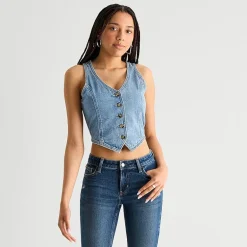 Arizona Womens Juniors V Neck Sleeveless Vest