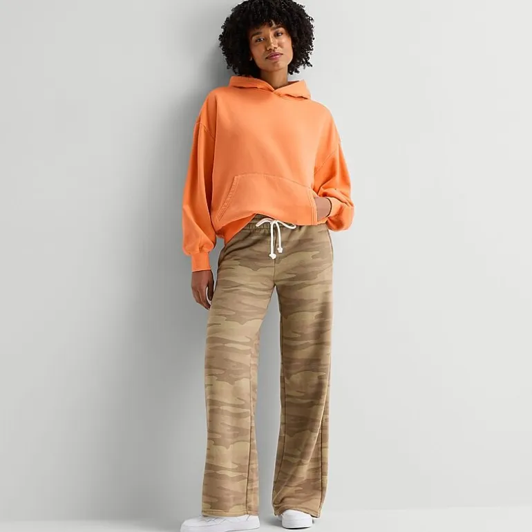 Arizona Womens Juniors Wide Leg Fleece Sweatpant