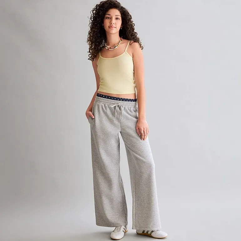 Arizona Womens Juniors Wide Leg Mid Rise Sweatpant