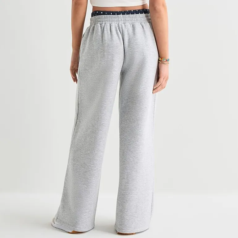 Arizona Womens Juniors Wide Leg Mid Rise Fleece Sweatpant