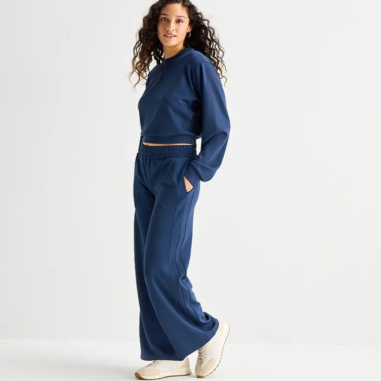 Arizona Womens Juniors Wide Leg Mid Rise Sweatpant