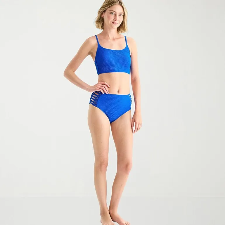 Arizona Womens Lined Juniors Moderate Coverage High Waist Bikini Swimsuit Bottom