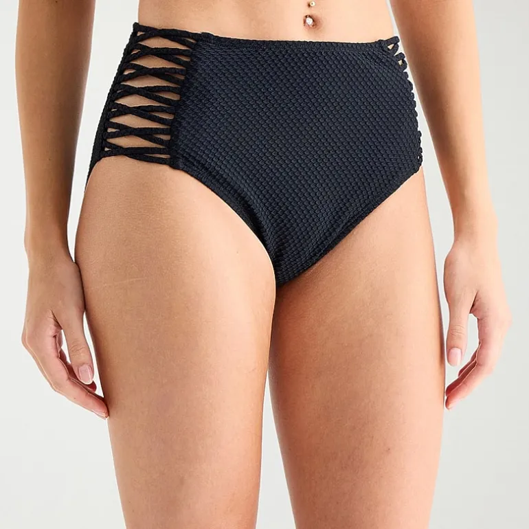 Arizona Womens Lined Juniors Moderate Coverage High Waist Bikini Swimsuit Bottom