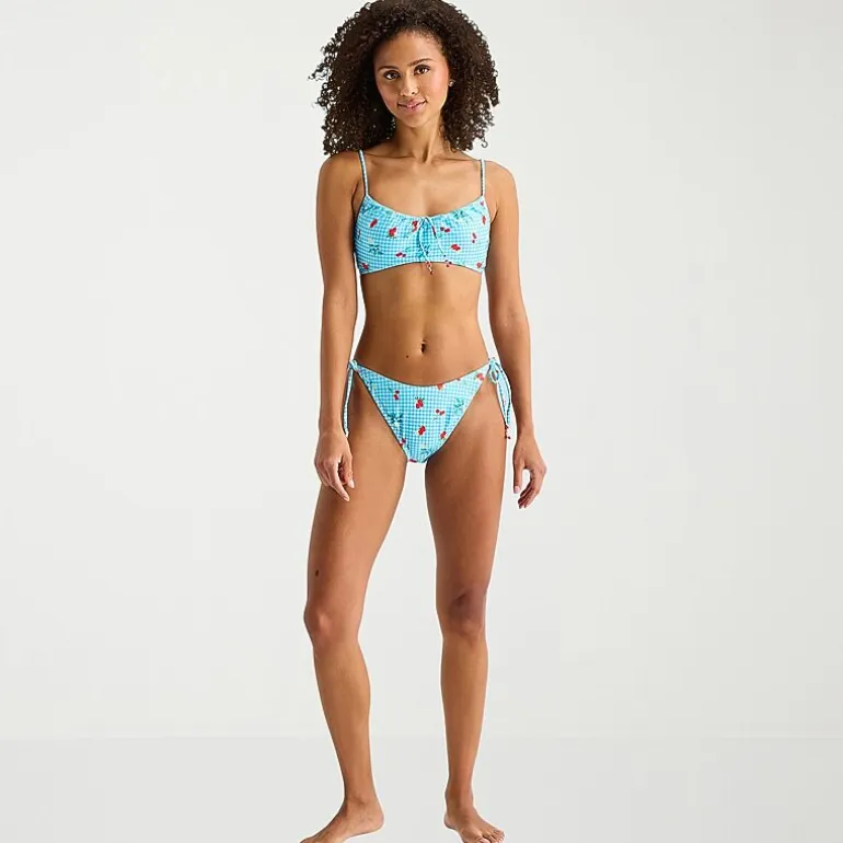 Arizona Womens Lined Side Tie Gingham Juniors Moderate Coverage Bikini Swimsuit Bottom