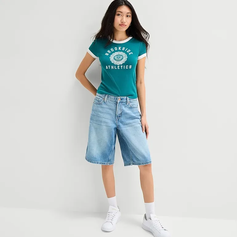 Arizona Womens 12" Low Rise Juniors Denim Short