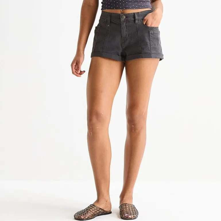 Arizona Womens 1 1/2" Low Rise Juniors Stretch Fabric Chino Short