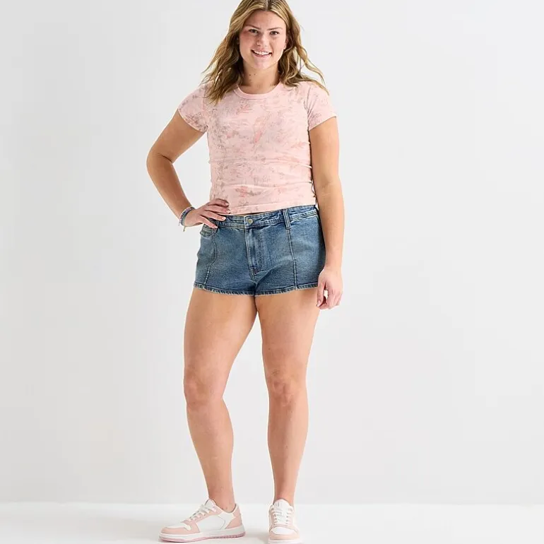 Arizona Womens 2 1/2" Low Rise Juniors Micro Denim Short