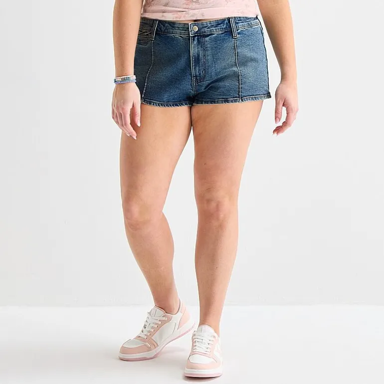Arizona Womens 2 1/2" Low Rise Juniors Micro Denim Short