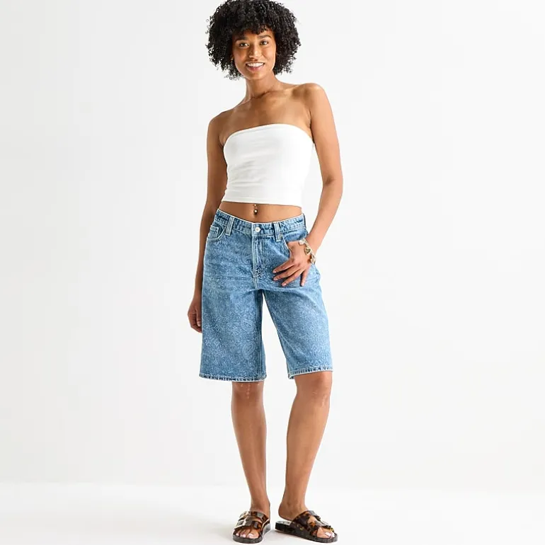 Arizona Womens 12 1/4" Low Rise Juniors Denim Short