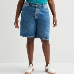 Arizona Womens 12" Low Rise Juniors Plus Denim Short