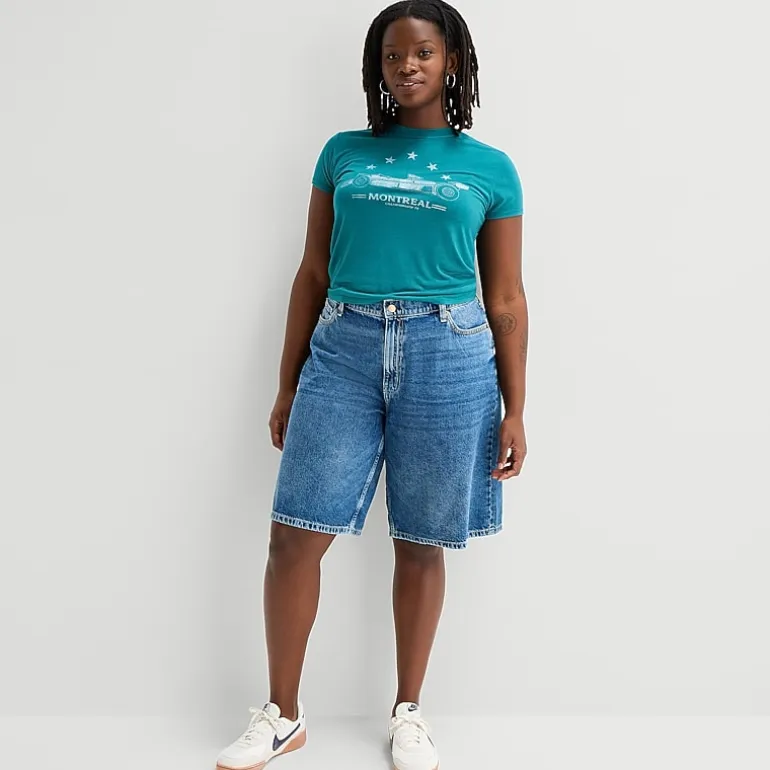 Arizona Womens 12" Low Rise Juniors Plus Denim Short