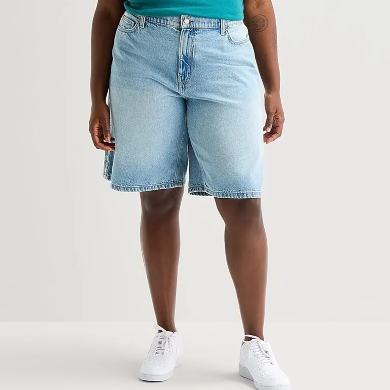 Arizona Womens 12" Low Rise Juniors Plus Denim Short