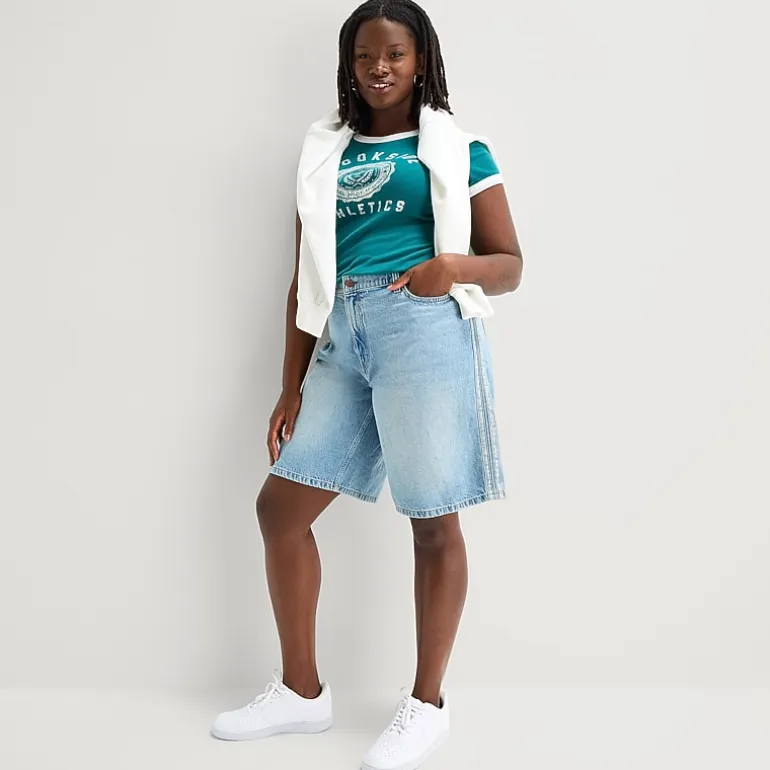 Arizona Womens 12" Low Rise Juniors Plus Denim Short