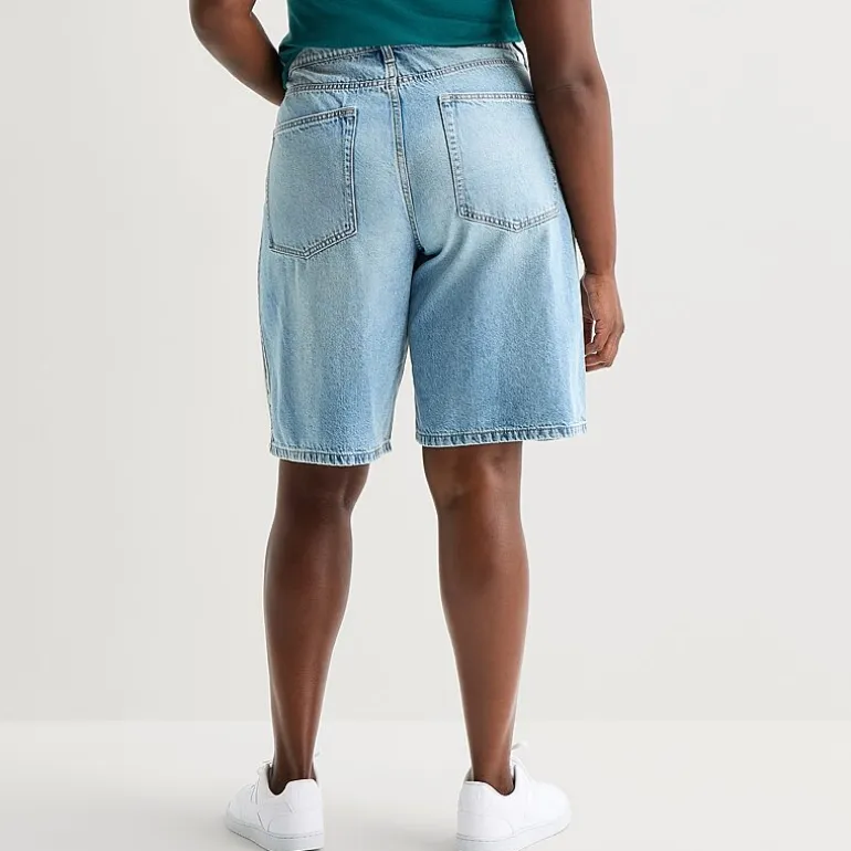 Arizona Womens 12" Low Rise Juniors Plus Denim Short