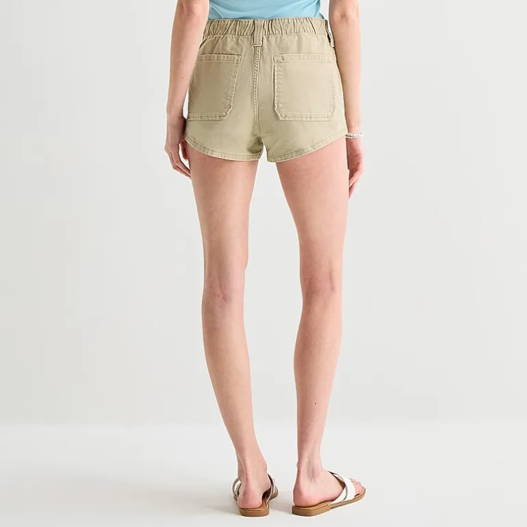 Arizona Womens 1 1/2" Low Rise Juniors Stretch Fabric Chino Short