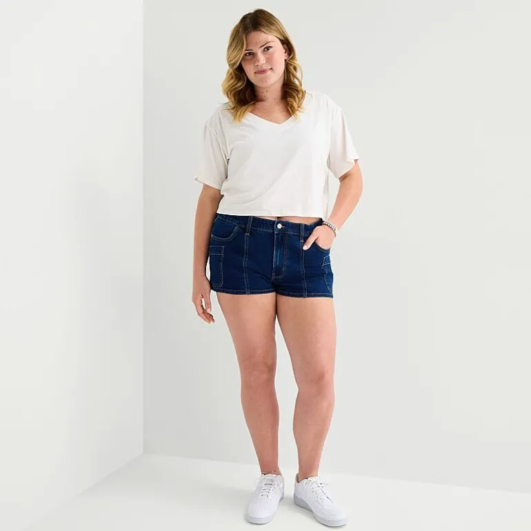 Arizona Womens 2 1/2" Low Rise Juniors Plus Denim Short