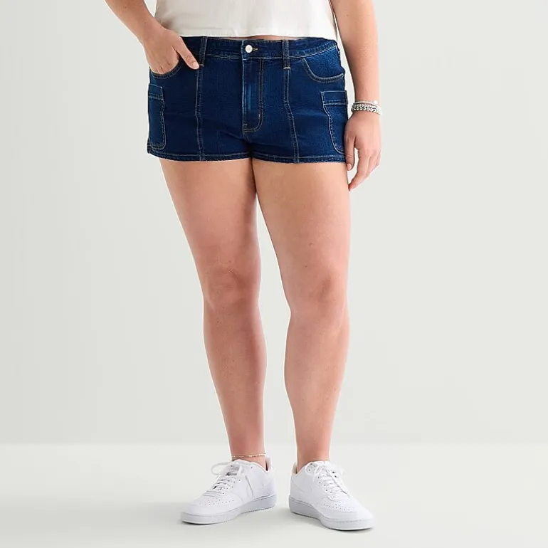 Arizona Womens 2 1/2" Low Rise Juniors Plus Denim Short