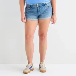 Arizona Womens 2 1/2" Low Rise Juniors Plus Denim Short
