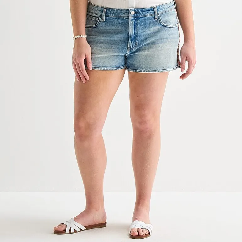 Arizona Womens 2 1/2" Low Rise Juniors Plus Denim Short