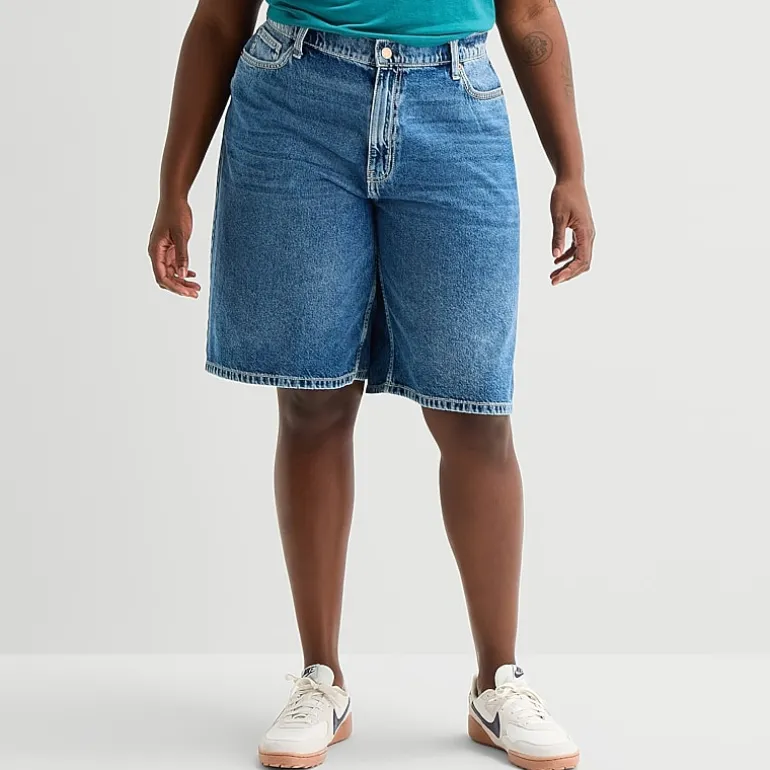 Arizona Womens 12" Low Rise Juniors Plus Denim Short