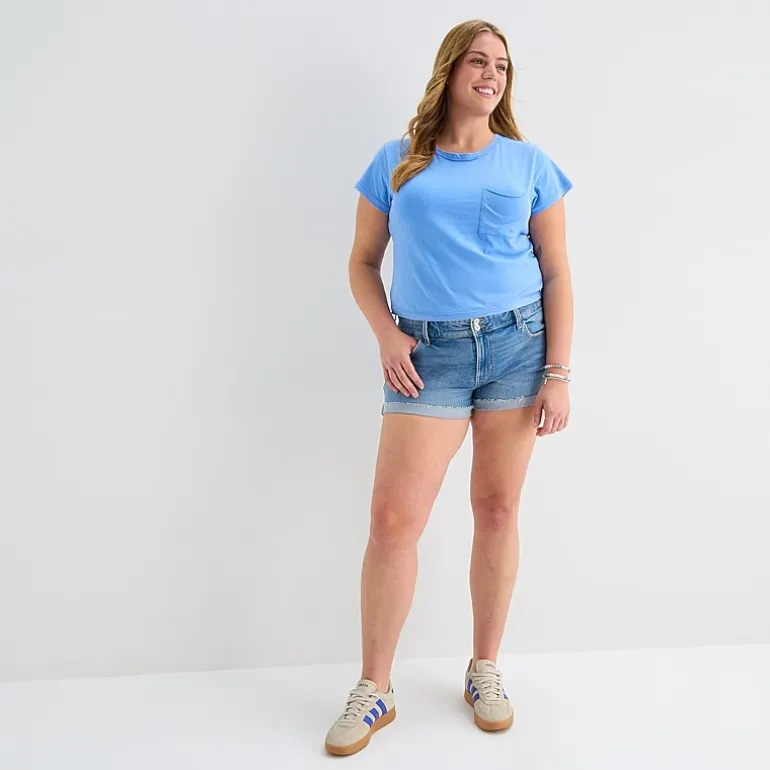 Arizona Womens 2 1/2" Low Rise Juniors Plus Denim Short