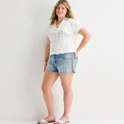 Arizona Womens 2 1/2" Low Rise Juniors Plus Denim Short