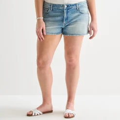 Arizona Womens 2 1/2" Low Rise Juniors Plus Denim Short
