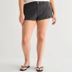 Arizona Womens 1 1/2" Low Rise Juniors Plus Chino Short