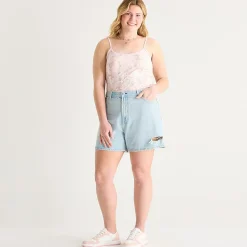Arizona Womens 5" Mid Rise Juniors Plus Denim Short